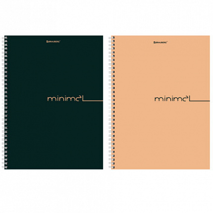 Тетрадь А4, 120 л., BRAUBERG, гребень, клетка, матовая ламинация, Минимал_Цвет, 405642