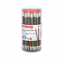 Карандаш механический цанговый 2 мм, BRAUBERG STYLE, HB, встроенная точилка, корпус ассорти, 181960