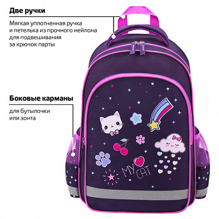 Рюкзак ПИФАГОР SCHOOL, 1 отделение, 3 кармана, "Вдохновение", 38x28х14 см, 273167