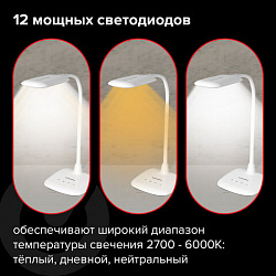 Настольная лампа / светильник SONNEN BR-819A, на подставке, светодиодная, 8 Вт, белый, 236666