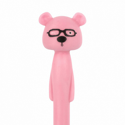 Ручка фигурная шариковая ЮНЛАНДИЯ "Мишка", мягкий силиконовый корпус, ассорти, СИНЯЯ, пишущий узел 0,7 мм, 143780