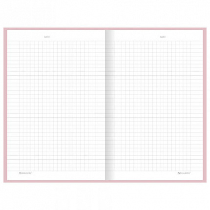 Блокнот А5 134х206 мм, 80 л., твёрдый, клетка, BRAUBERG "Minimal", розовый, 116441