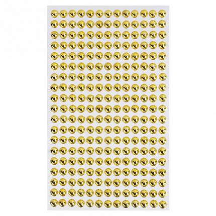 Стразы самоклеящиеся "Круглые", цвет золото, 6 мм, 247 шт., на подложке, ОСТРОВ СОКРОВИЩ, 661570