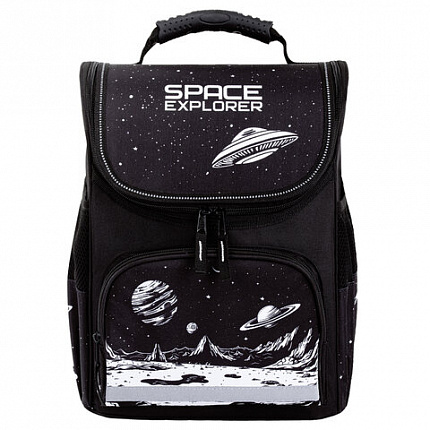 Ранец ПИФАГОР BASIC, 1 отделение, 3 кармана, эргономичная спинка, "Space invader", 35х28х18 см, 273140