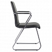 Кресло для приемных и переговорных BRABIX "Visit CF-101", хром, экокожа, черное, 532559