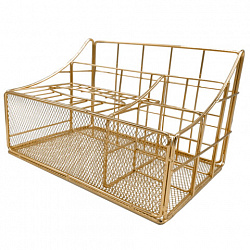 Органайзер для косметики и мелочей металлический 4 секции, MONTE VITA (МОНТЕ ВИТА), 160х240х150 мм, золото, 272479