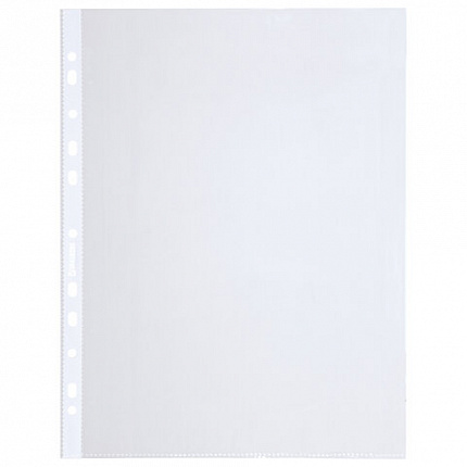 Папки-файлы перфорированные А4 BRAUBERG "STANDARD", КОМПЛЕКТ 100 шт., гладкие, 40 мкм, 229661