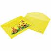 Папка-конверт с кнопкой ЮНЛАНДИЯ, А4, до 100 листов, прозрачная, желтая, 0,18 мм, 228668
