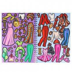 Книжка-пособие МОДНЫЙ АЛЬБОМ ДЛЯ ДЕВОЧЕК, 195х276 мм, 10 страниц, + 4 страницы наклеек, цветной внутренний блок, BK