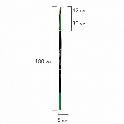 Кисть из ворса пони № 3, BRAUBERG PREMIUM, 200982