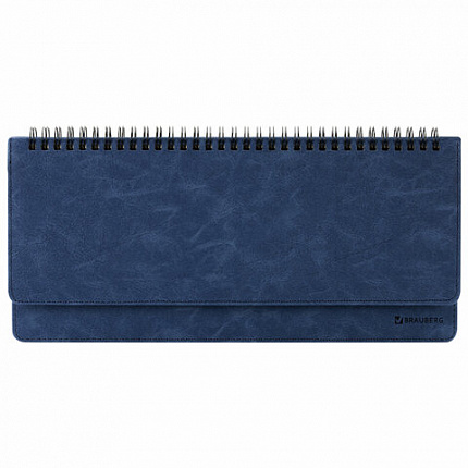 Планинг настольный недатированный (305x140 мм) BRAUBERG "Status", под кожу, 60 л., темно-синий, 113373