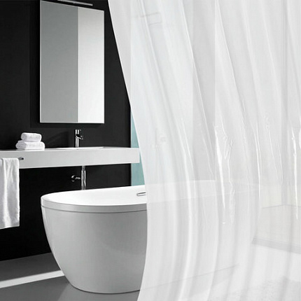 Шторка для ванной EVA, 180х200 см, кольца в комплекте, БЕЛЫЕ ЛИНИИ, PRIMILA (ПРИМИЛА), 700105