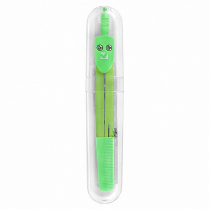 Циркуль BRAUBERG GEOMETRY, 120 мм, пастельно-зеленый цвет, защитный колпачок, пластиковый пенал, 210699