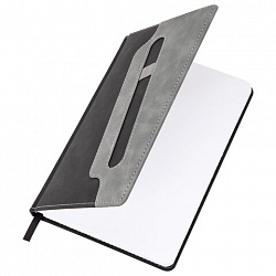 Блокнот А5 148x218 мм BRAUBERG "Assistant", под кожу, 80 листов, держатель, клетка, черный, 118630