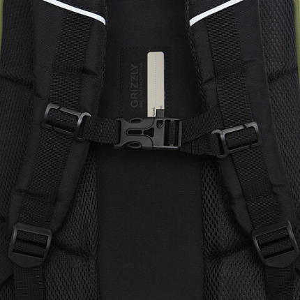 Рюкзак GRIZZLY школьный, анатомическая спинка, 2 отделения, для мальчиков, "RUN", хаки, 45х32х23 см, RU-530-6/3