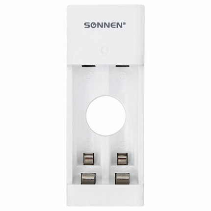 Батарейки аккумуляторные Ni-Mh с зарядным устройством пальчиковые 2 шт., AA 2700 mAh, SONNEN, 454239