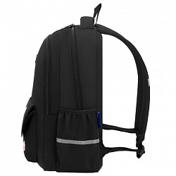 Рюкзак BRAUBERG STYLE, 2 отделения, 4 кармана, "Hey all", черный, 40х26х15 см, 274410