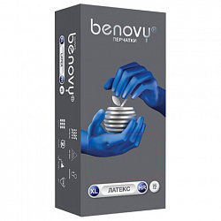 Перчатки латексные смотровые 25 пар (50 штук), прочные, размер 9-10, XL (очень большой), BENOVY High Risk