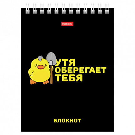 Блокнот МАЛЫЙ ФОРМАТ А6, 40 л., гребень, картон, клетка, HATBER, "УтяКря", 079618, 40Б6В1гр