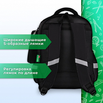 Рюкзак BRAUBERG KIDS MIND с пеналом в комплекте, 2 отделения, "Футбол", 40х28х18 см, 273178