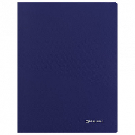 Папка с боковым металлическим прижимом и внутренним карманом BRAUBERG "Диагональ", темно-синяя, до 100 листов, 0,6 мм, 221357
