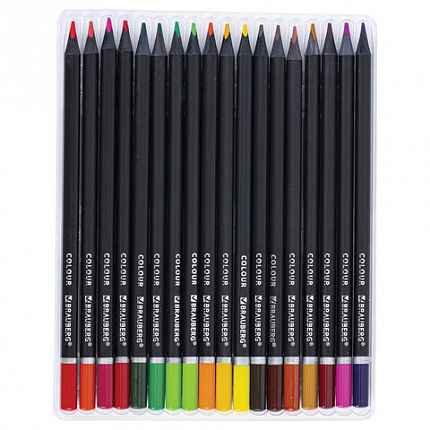 Карандаши цветные чёрное дерево BRAUBERG BLACK WOOD, 36 цветов, мягкий грифель 3 мм, 182042
