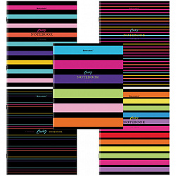Тетрадь А5, 96 л., BRAUBERG, скоба, клетка, глянцевая ламинация, "Color Stripes", 404430