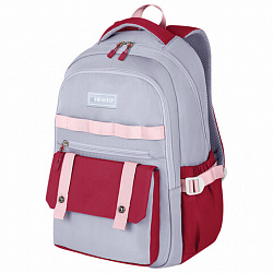 Рюкзак HEIKKI GOODLY (ХЕЙКИ) универсальный, 2 отделения, отделение для ноутбука, серый/красный, 46x33x18 см, 273869