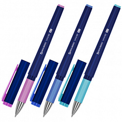 Ручка шариковая с грипом BRAUBERG "VIVID PASTEL", СИНЯЯ, SOFT TOUCH покрытие, узел 0,7 мм, линия письма 0,35 мм, 144399