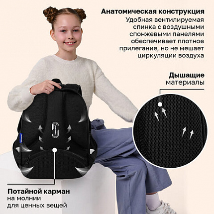 Ранец BRAUBERG FIT, 2 отделения, "Золотые бабочки", 38х27х14 см, 274383