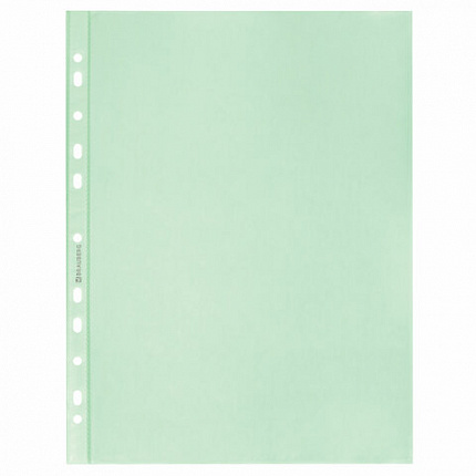 Папки-файлы перфорированные ЗЕЛЕНЫЕ А4 BRAUBERG, комплект 100 шт., гладкие, 35 мкм, 272676