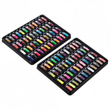 Блестки для декора НАБОР 96 видов по 2 грамма, в стеклянных тубах, ОСТРОВ СОКРОВИЩ, 665682