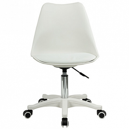 Кресло стул BRABIX "Eames MG-310 PL", пластик белый, экокожа белая, 532926