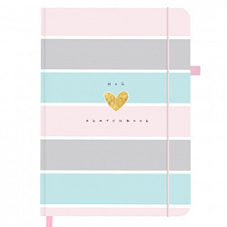 Скетчбук, слоновая кость 140 г/м2, 130х210 мм, 80 л., софт-тач, резинка, BRAUBERG ART CLASSIC, "Polo style", 116468