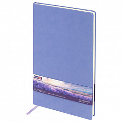 Скетчбук, слоновая кость 140 г/м2 210х297 мм, 80 л., КОЖЗАМ, резинка, BRAUBERG ART CLASSIC, пастель сиреневый, 116883