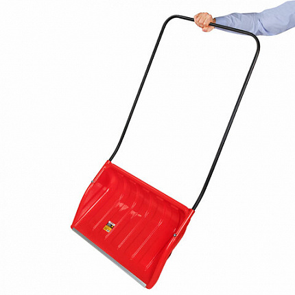 Лопата снеговая СКРЕПЕР 70х47см пластиковый КРАСНЫЙ, алюминиевая планка, рукоятка 110см, СУПЕРПРОЧНЫЙ, первичное сырье, ГРАНДМАСТЕР, 700341