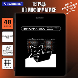 Тетрадь предметная МЕМЫ 48 л., TWIN-лак, ИНФОРМАТИКА, клетка, подсказки, BRAUBERG, 405102