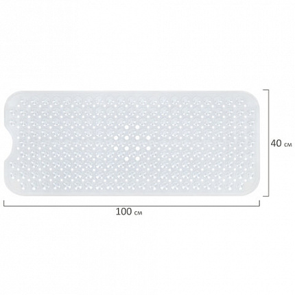 Коврик для ванны противоскользящий 100х40 см, "Полусферы", прозрачный, ПВХ, присоски, PRIMILA (ПРИМИЛА), 700376