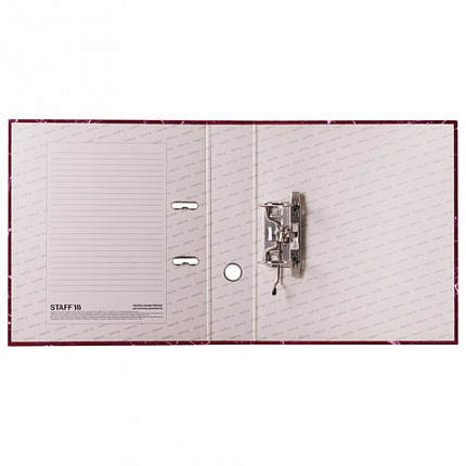 Папка-регистратор STAFF "Basic" БЮДЖЕТ с мраморным покрытием, 70 мм, без уголка, красная, 229619