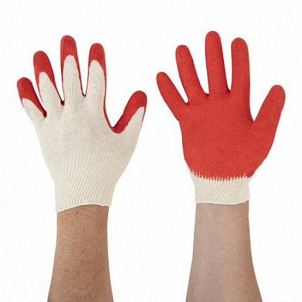 Перчатки хлопчатобумажные износостойкие ОДИНАРНЫЙ облив, 13 класс, КОМПЛЕКТ 100 ПАР, LAIMA ЛЮКС, 608672