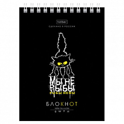 Блокнот МАЛЫЙ ФОРМАТ А6, 40 л., гребень, картон, клетка, HATBER, "Проект "Капланопись", 090639, 40Б6В1гр