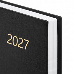 Ежедневник датированный 2027 145х215 мм, А5, STAFF, обложка бумвинил, черный, 117817