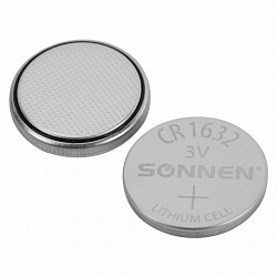 Батарейка литиевая SONNEN Lithium CR1632, "таблетка, дисковая, кнопочная", 1 шт., блистер, 457138