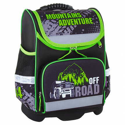 Ранец ЮНЛАНДИЯ WISE, 1 отделение, 3 кармана, устойчивое дно, "Offroad", 37х29х15 см, 228814