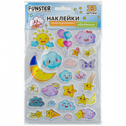 Наклейки объемные "Вдохновение", 19х15 см, ассорти 12 видов, FUNSTER (ФАНСТЕР), 666088
