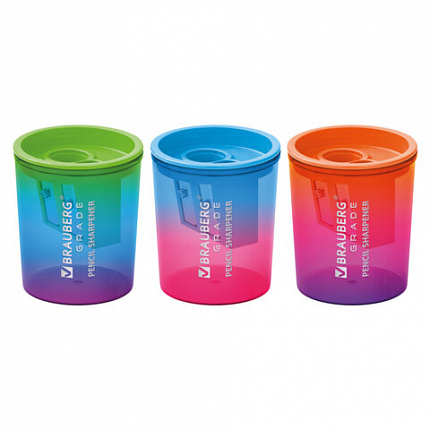 Точилка для классических и утолщенных карандашей BRAUBERG "GRADE", 2 отверстия, с контейнером, 271998