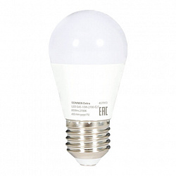 Лампа светодиодная SONNEN EXTRA, 10 (85) Вт, E27, шар, теплый белый, 30000 ч, LED G45-10W-2700-Е27, 457913
