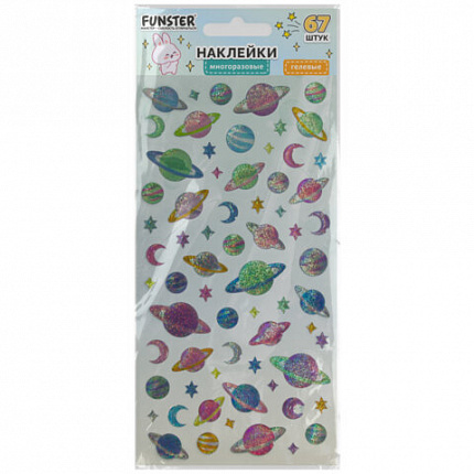 Наклейки гелевые "Яркое ассорти", 17,5х9 см, ассорти 8 видов, FUNSTER (ФАНСТЕР), 666101
