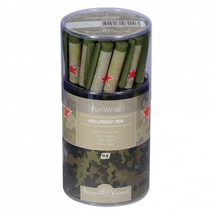 Ручка шариковая BRUNO VISCONTI "FunWrite", СИНЯЯ, "Милитари", узел 0,5 мм, линия письма 0,3 мм, 20-0212/06