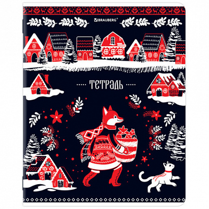 Тетрадь А5, 48 л., BRAUBERG, скоба, клетка, TWIN-лак, Орнамент из сказки (микс в спайке), 405650